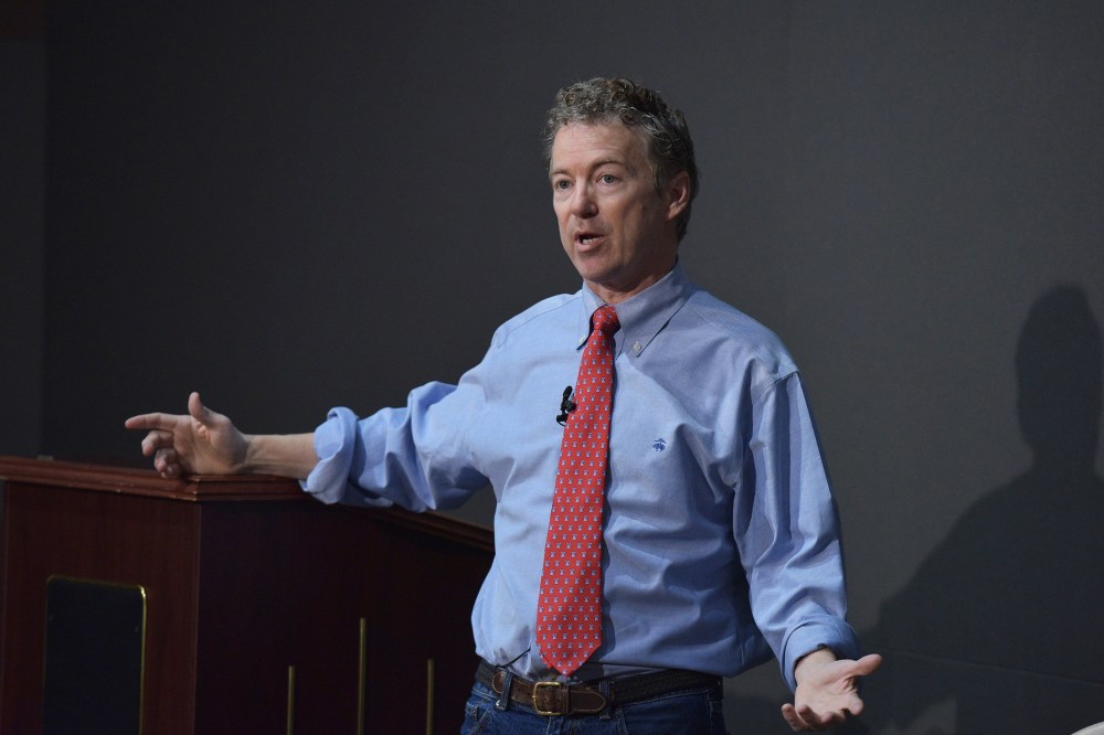 Senator Rand Paul, R-KY, speaks during a discussion on reforming the criminal justice system at Bowie State University in Bowie, Md. on March 13, 2015. (Photo by Mandel Ngan/AFP/Getty)