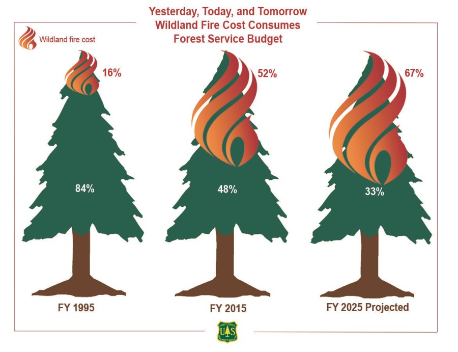 Projected wildland fire costs through 2025 are shown in this chart. (USDA Forest Service)