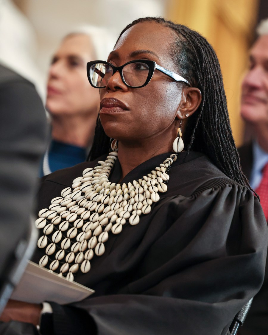 Ketanji Jackson Brown wearing a cowrie necklace over her black judge's robe