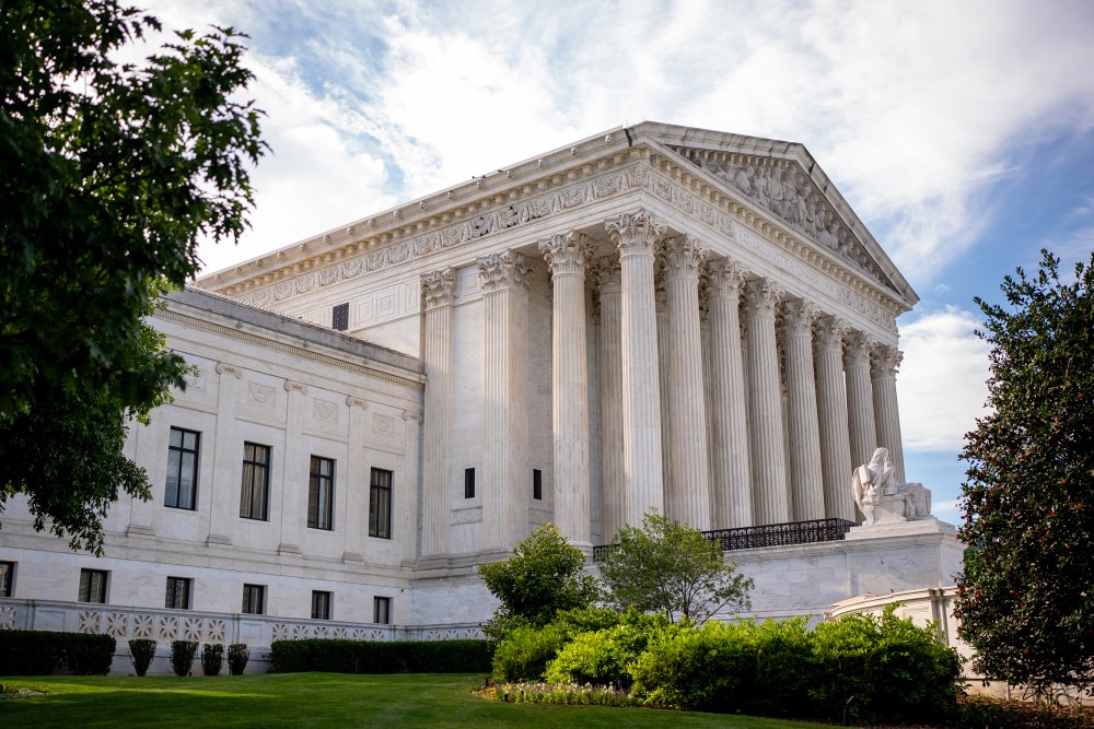 An exterior view of the Supreme Court in Washington, D.C.