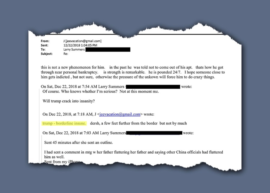 A newly released email from Jeffrey Epstein.