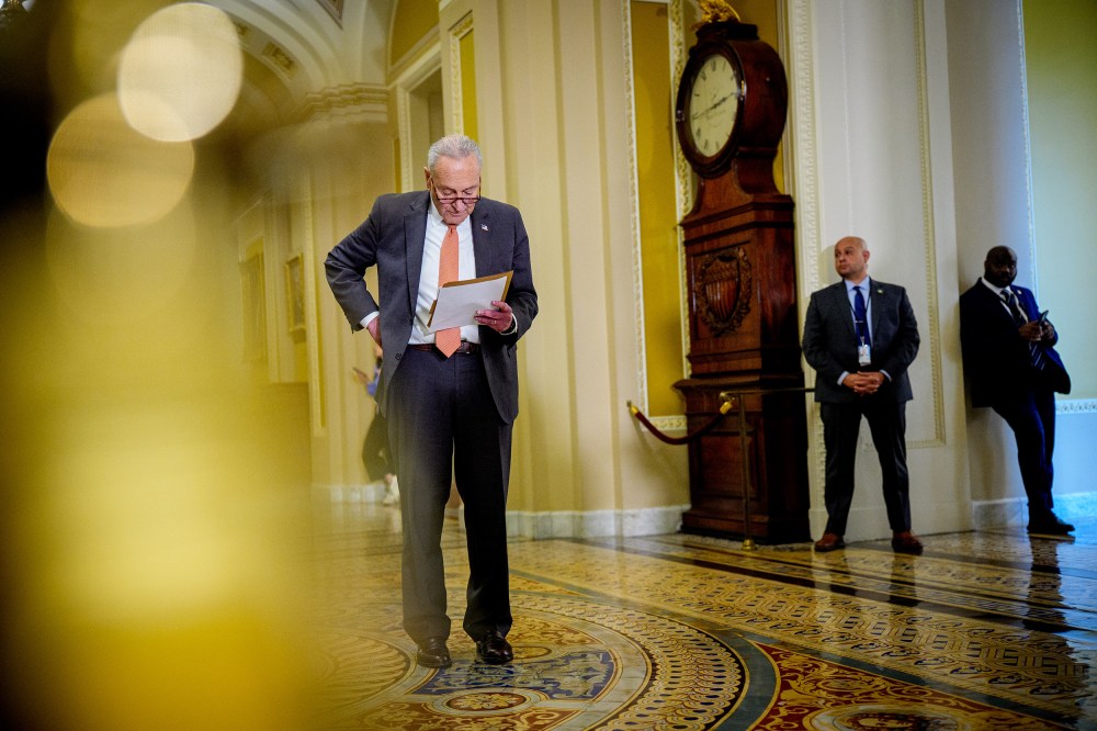 Senate Minority Leader Chuck Schumer at the Capitol.