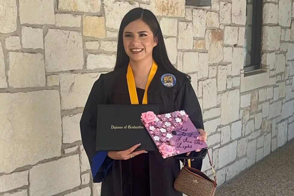 Any Lucia López Belloza celebrates her high school graduation in Texas.