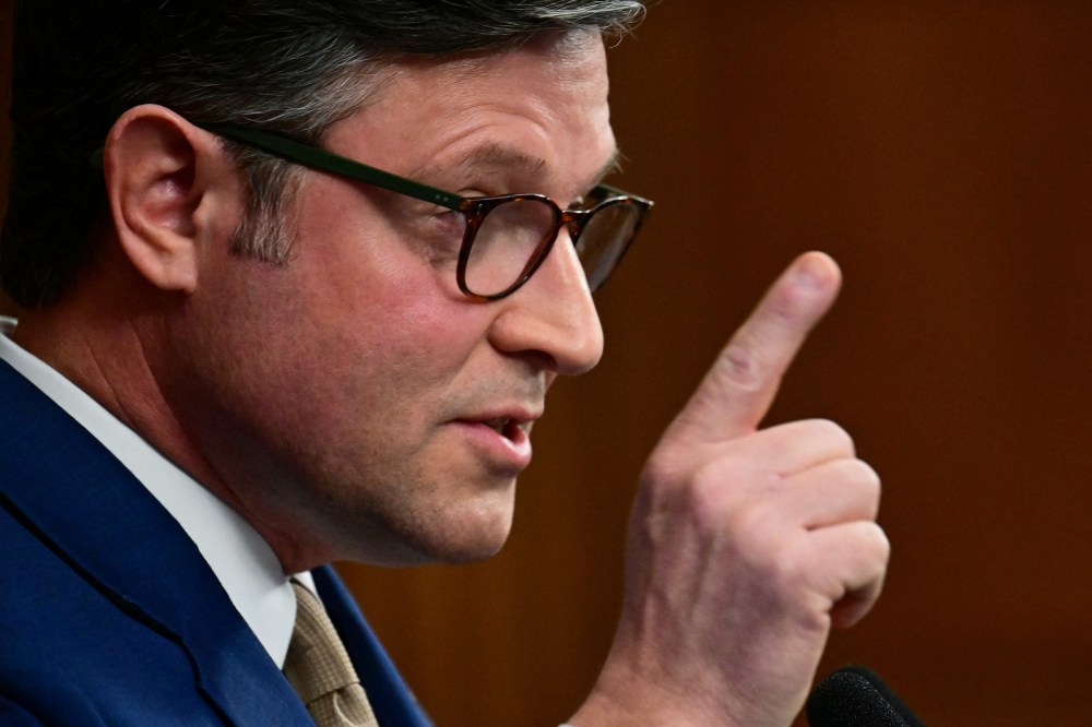 Speaker of the House Mike Johnson during a news conference at the Capitol on Nov. 3, 2025.