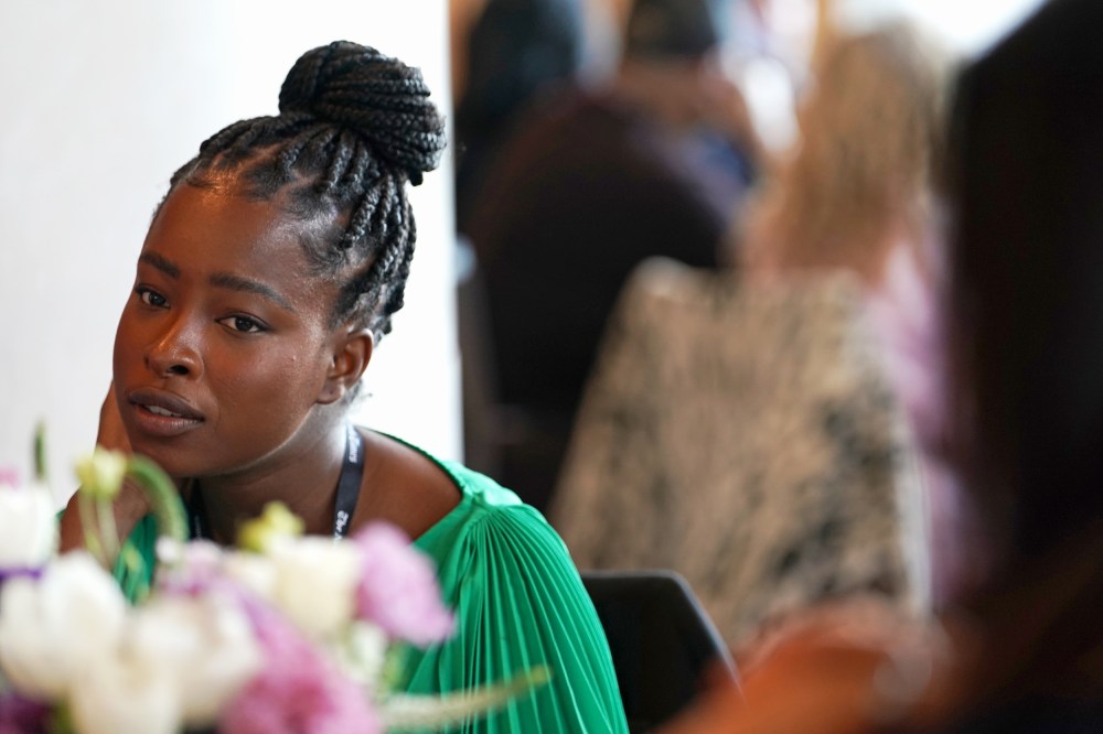 Amanda Gorman wearing green