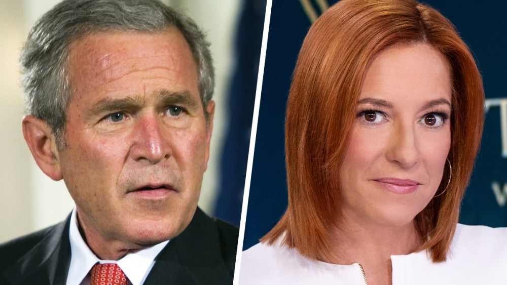 Former U.S. President George W. Bush; Jen Psaki.