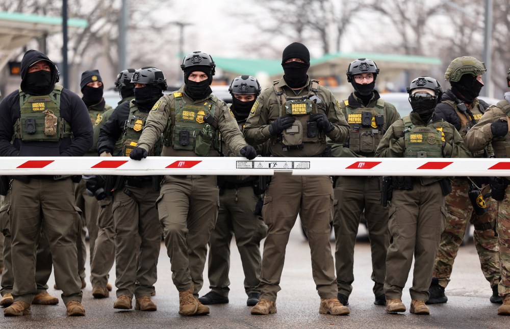 US Border Patrol agents stand guard on Jan. 8, 2026 in Minneapolis.