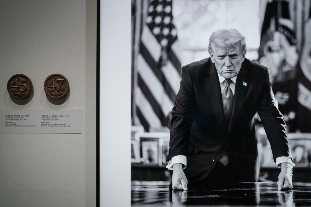 A photo of the new Trump portrait hanging in the National Portrait Gallery