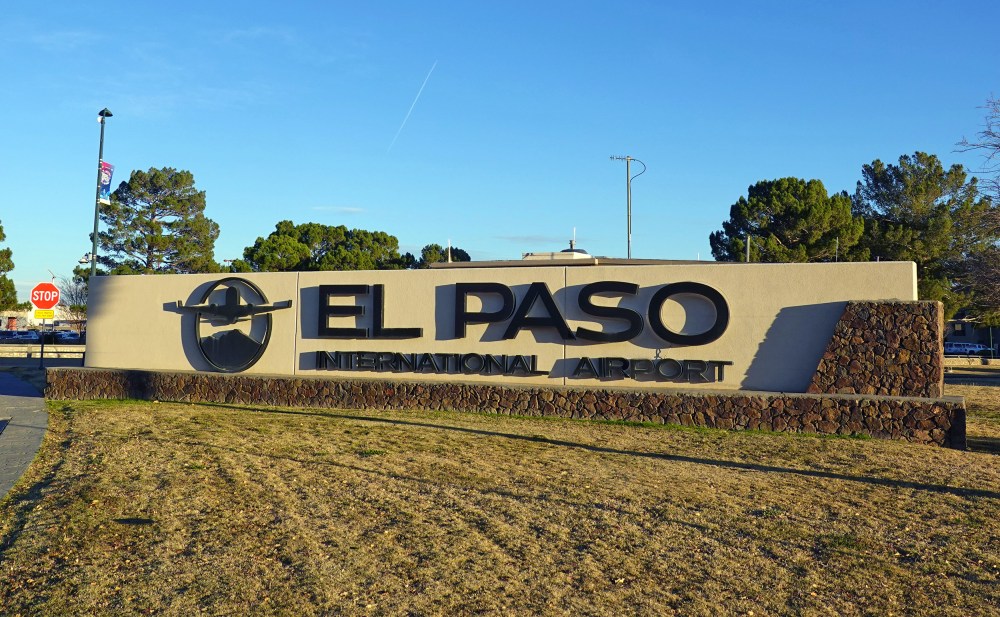A sign at the El Paso International Airport (ELP) on Dec. 25, 2025 in El Paso, TX.