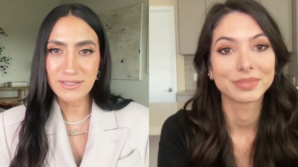 This is a video screenshot, showing Mamdana Dayani interviewing Noor Pahlavi - side by side.