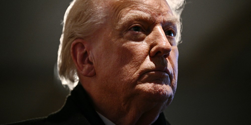 In this closeup frame, Donald Trump can be seen seriously looking away.