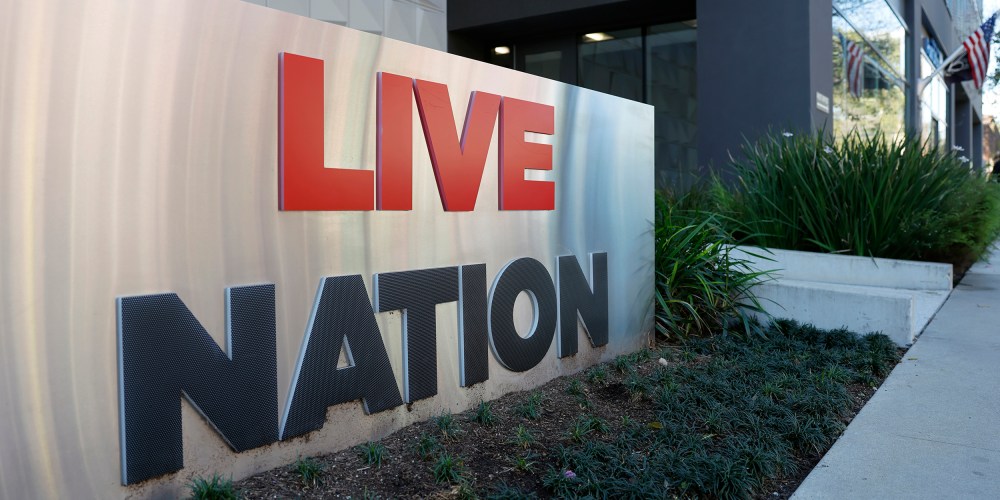 The Live Nation logo is displayed at a Live Nation corporate office.